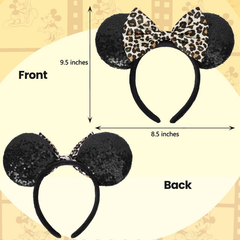 ETLUK Mouse Ears Headband, Mouse Ears Sequin Bow Headbands for Women Girls, Cosplay Accessories Party Decorations (Black) - Image 2